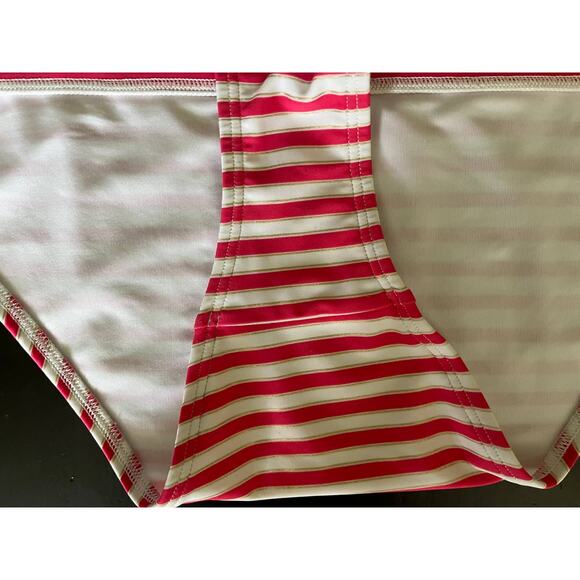 aerie Hot Pink and White/Gold Striped Barbiecore Bikini SzXL - Picture 10 of 14